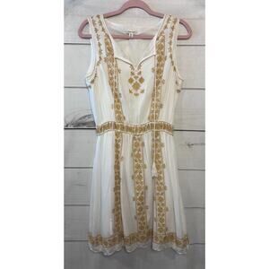 Sophie Max Size‎ MED Dress White with Yellow Floral Accents Preppy